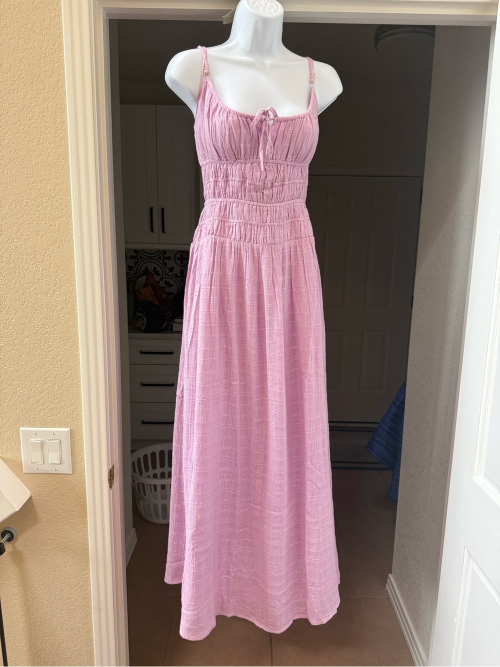 l*space Pink Smocked Summer Maxi Dress